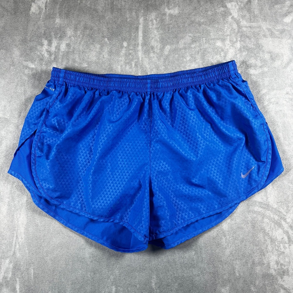 Nike Dri-FIT Running Shorts Womens Large Blue‎ Geometric Pattern 3 Inch Inseam